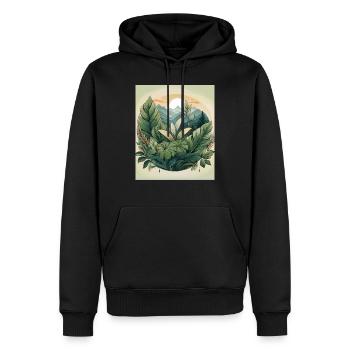 Scenic Botanical Nature Illustration - Men’s Premium Organic Hoodie - black - Front - Nico (187cm)