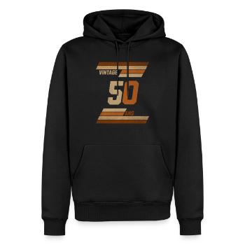 Vintage 50 ans - Anniversaire 50 Ans - Sweat à capuche Premium bio Homme - noir - Devant - Nico (187cm)