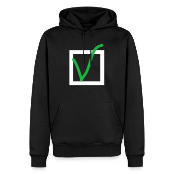 Abhaken - Männer Premium Bio Hoodie - Schwarz - Vorne - Nico (187cm)