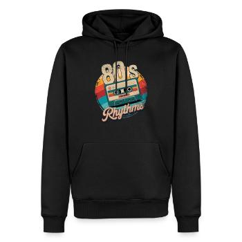80er Jahre Rhythmus Kassette - Männer Premium Bio Hoodie - Schwarz - Vorne - Nico (187cm)