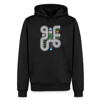 Car Track Playmat - Fun Car Lover Car Guy - Men’s Premium Organic Hoodie - black - Front - Nico (187cm)
