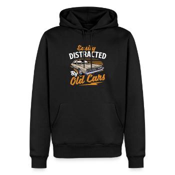Easily Distracted By Old Cars - Car Guy Collector - Men’s Premium Organic Hoodie - black - Front - Nico (187cm)