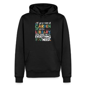 Jardin et bibliothèque – tout ce dont vous avez besoin - Sweat à capuche Premium bio Homme - noir - Devant - Nico (187cm)