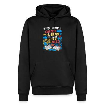 Jardin et bibliothèque – tout ce dont vous avez besoin - Sweat à capuche Premium bio Homme - noir - Devant - Nico (187cm)