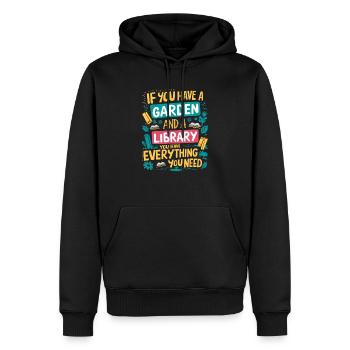 Garten und Bücher – das wahre Glück - Männer Premium Bio Hoodie - Schwarz - Vorne - Nico (187cm)