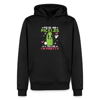 Feed Me Pickles & Tell Me I'm Pretty Pickle Vegan - Männer Premium Bio Hoodie - Schwarz - Vorne - Nico (187cm)