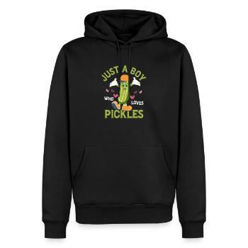 Juste un garçon qui aime les cornichons Concombre Aneth végétalien - Sweat à capuche Premium bio Homme - noir - Devant - Nico (187cm)