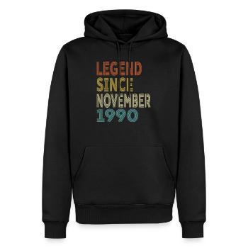 Vintage Legend Depuis novembre 1990, 34ème anniversaire - Sweat à capuche Premium bio Homme - noir - Devant - Nico (187cm)