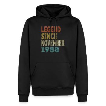 Vintage Legend Depuis Novembre 1988, 36ème anniversaire - Sweat à capuche Premium bio Homme - noir - Devant - Nico (187cm)