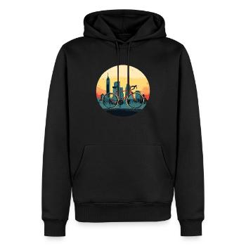 Radfahrer, Rennrad in der Stadt - Männer Premium Bio Hoodie - Schwarz - Vorne - Nico (187cm)