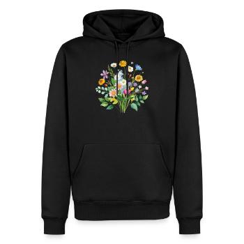 Illustration de bouquet de fleurs sauvages colorées - Sweat à capuche Premium bio Homme - noir - Devant - Nico (187cm)