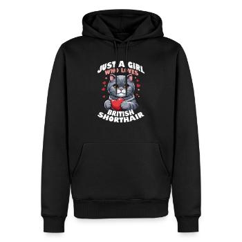 Juste une fille qui aime le chaton chat à poil court britannique - Sweat à capuche Premium bio Homme - noir - Devant - Nico (187cm)
