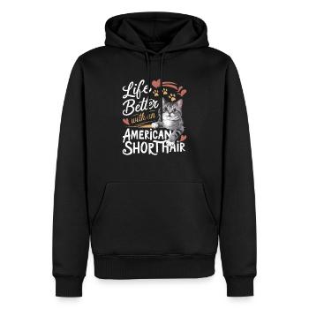 Live Is Better With An American Shorthair Kitten O - Men’s Premium Organic Hoodie - black - Front - Nico (187cm)