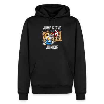 Jump Serve Junkie Lustiger Corgi Volleyball Cooler Hund - Männer Premium Bio Hoodie - Schwarz - Vorne - Nico (187cm)