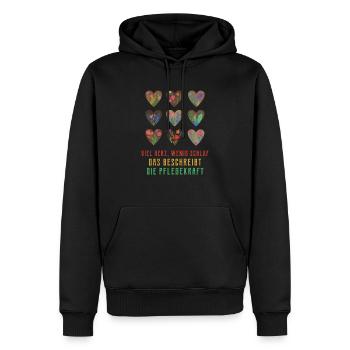 Beaucoup de cœur, peu de sommeil - Sweat à capuche Premium bio Homme - noir - Devant - Nico (187cm)