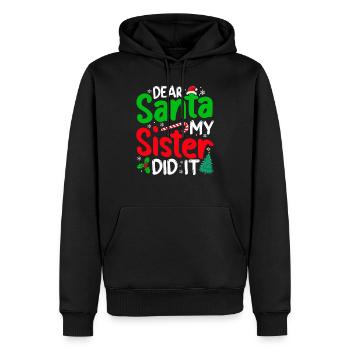 Cher Père Noël, ma sœur l’a fait Noël - Sweat à capuche Premium bio Homme - noir - Devant - Nico (187cm)