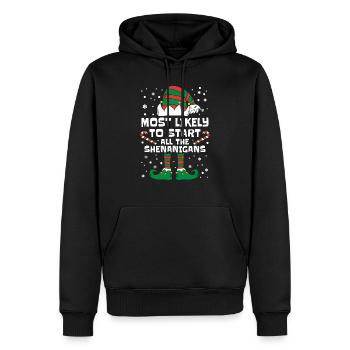 Most Likely To Start All The Shenanigans Christmas - Men’s Premium Organic Hoodie - black - Front - Nico (187cm)