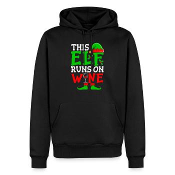 This Elf Runs On Wine Christmas Spirit - Men’s Premium Organic Hoodie - black - Front - Nico (187cm)