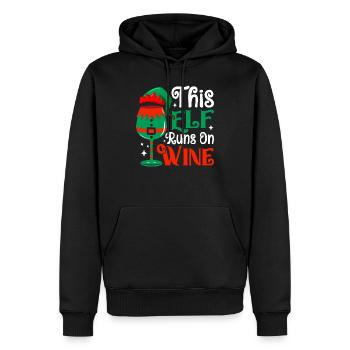 This Elf Runs On Wine Spirit Christmas - Men’s Premium Organic Hoodie - black - Front - Nico (187cm)