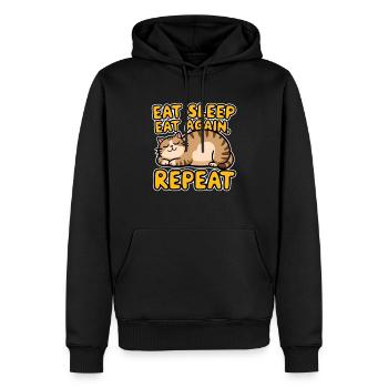 Cat Eats, Eats Still And Sleeps - Kitten Humor - Men’s Premium Organic Hoodie - black - Front - Nico (187cm)