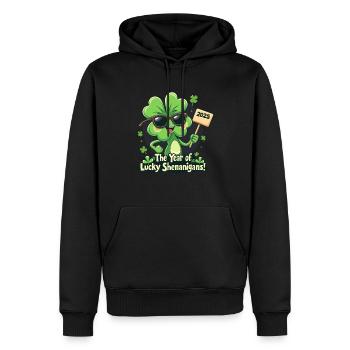 L’ANNÉE DE LA CHANCE - Sweat à capuche Premium bio Homme - noir - Devant - Nico (187cm)