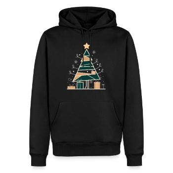 Noël minimaliste – Sapin de Noël en géométrie - Sweat à capuche Premium bio Homme - noir - Devant - Nico (187cm)