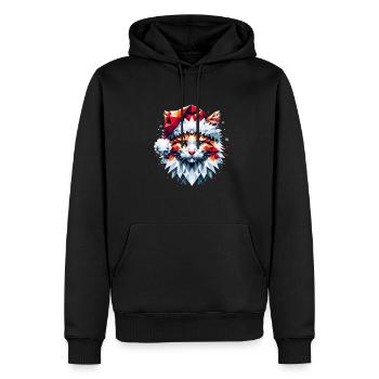 Polygon Design - Chat chat avec chapeau de Père Noël - Sweat à capuche Premium bio Homme - noir - Devant - Nico (187cm)