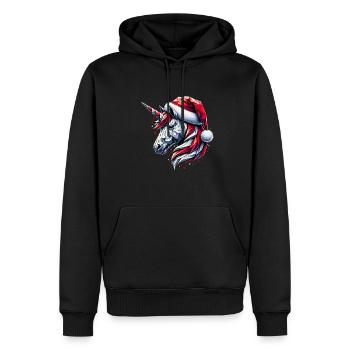 Polygon Art - Licorne avec chapeau de Père Noël - Sweat à capuche Premium bio Homme - noir - Devant - Nico (187cm)