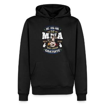 MMA - Leçon Gratuite Arts Martiaux Mixtes - Sweat à capuche Premium bio Homme - noir - Devant - Nico (187cm)