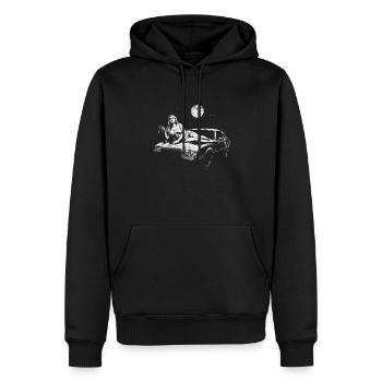 Pin Up Girl gruselig auf klassischem Auto Geschenk - Männer Premium Bio Hoodie - Schwarz - Vorne - Nico (187cm)