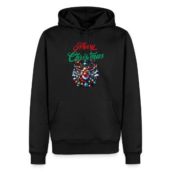 Joyeux Noël souhaite drôle de renne - Noël - Sweat à capuche Premium bio Homme - noir - Devant - Nico (187cm)