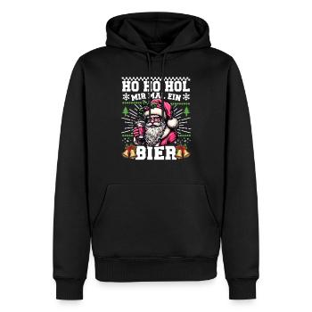 Ho Ho offrez-moi une bière Noël Noël - Sweat à capuche Premium bio Homme - noir - Devant - Nico (187cm)