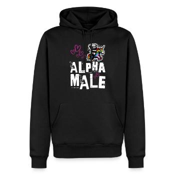 Alpha Einhorn - Süßer Teddy reitet auf Einhorn - Männer Premium Bio Hoodie - Schwarz - Vorne - Nico (187cm)