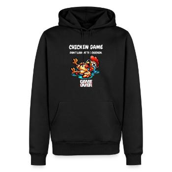 Chicken Game - Dont look at the Chicken Game Over - Männer Premium Bio Hoodie - Schwarz - Vorne - Nico (187cm)