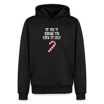 Il ne va pas se lécher tout seul - Sweat à capuche Premium bio Homme - noir - Devant - Nico (187cm)