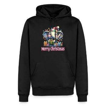 Petit éléphant Chapeau de Noël Joyeux Noël - Sweat à capuche Premium bio Homme - noir - Devant - Nico (187cm)