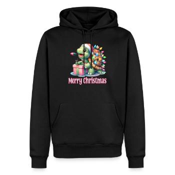 Chapeau de Noël Petite Tortue Joyeux Noël - Sweat à capuche Premium bio Homme - noir - Devant - Nico (187cm)