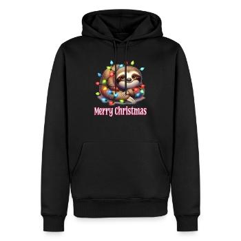 Niedliches Faultier Weihnachten Merry Christmas - Männer Premium Bio Hoodie - Schwarz - Vorne - Nico (187cm)