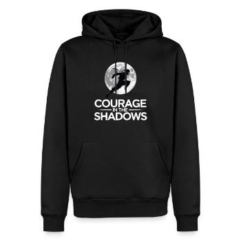MUT IM SCHATTEN - Männer Premium Bio Hoodie - Schwarz - Vorne - Nico (187cm)