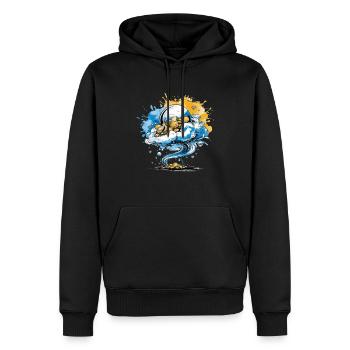 DIE BLASE UND EIN WIRBELSTURM - Männer Premium Bio Hoodie - Schwarz - Vorne - Nico (187cm)