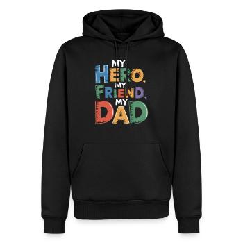 MON HÉROS, MON AMI, MON PÈRE - Sweat à capuche Premium bio Homme - noir - Devant - Nico (187cm)