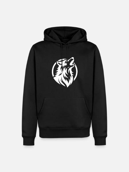 Howling wolf as protector of the forest - Men’s Premium Organic Hoodie - black