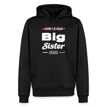 Nur Kind grosse Schwester 2025 - Männer Premium Bio Hoodie - Schwarz - Vorne - Nico (187cm)