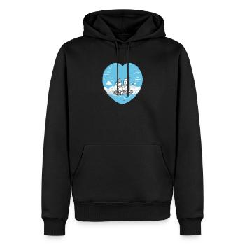 Niedliche Winter Schlittenfahren Paar Herz Design - Männer Premium Bio Hoodie - Schwarz - Vorne - Nico (187cm)