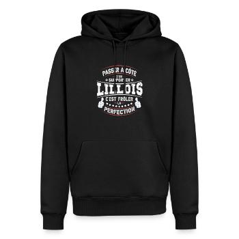 Supporter Lillois - Beau Gosse de Lille - Sweat à capuche Premium bio Homme - noir - Devant - Nico (187cm)