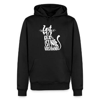 Zeit mit Katzen ist nie verschwendet, Katze Lustig - Männer Premium Bio Hoodie - Schwarz - Vorne - Nico (187cm)