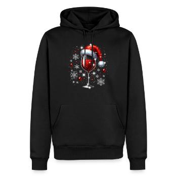 Vin rouge de Noël Amateur de vin Père Noël - Sweat à capuche Premium bio Homme - noir - Devant - Nico (187cm)