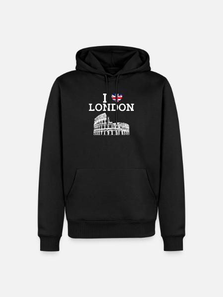 I Love London Colosseum England Heart Flag London - Men’s Premium Organic Hoodie - black