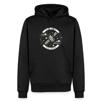 ERKUNDEN SIE DIE LÜFTE - Männer Premium Bio Hoodie - Schwarz - Vorne - Nico (187cm)