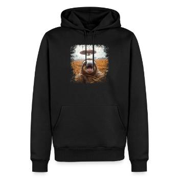Drôle paresseux Selfie OVNI Meme cadeau - Sweat à capuche Premium bio Homme - noir - Devant - Nico (187cm)